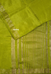 Sap green - Lightweight Semi tussar saree wtih leaf border - Raaga